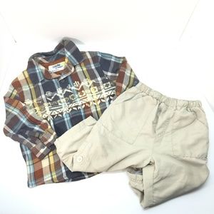 boys 2pc set Oshkosh Plaid shirt & Khaki Pants 18m‎